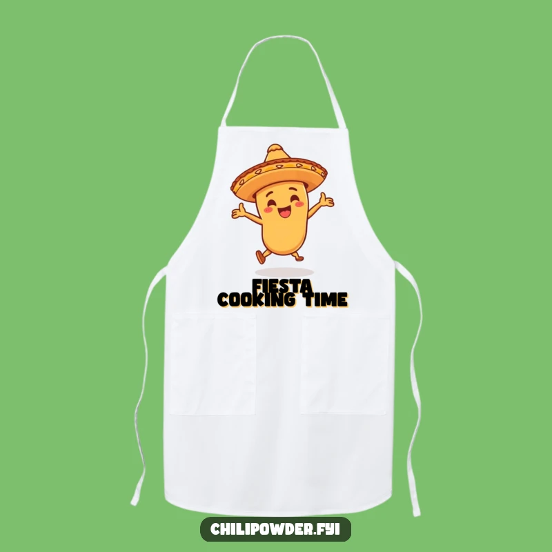 Funny Chili Powder Fiesta Apron: Dancing Sombrero Chef Gift