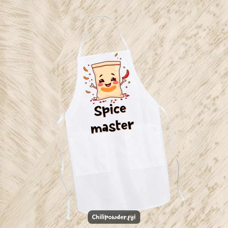 Funny Apron: A chili powder bag juggles spices with a cheeky grin, making kitchen tasks hilarious and stylish.