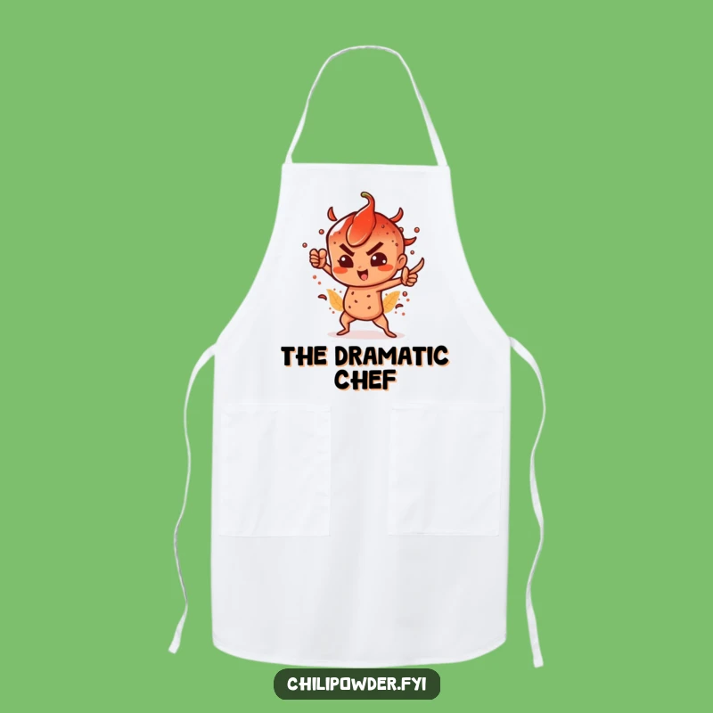 Funny Spicy Chili Powder Apron: Dramatic Chef Pose, Bold Kitchen Gift