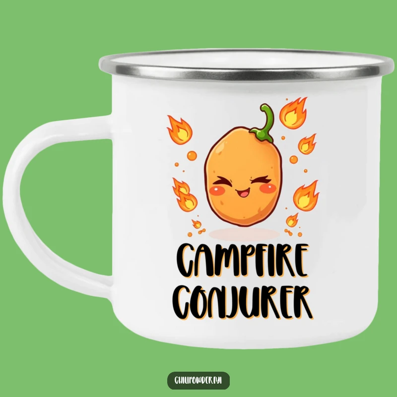 Funny Chili Flame Juggling Camping Mug: Adventure with Fiery Flair!