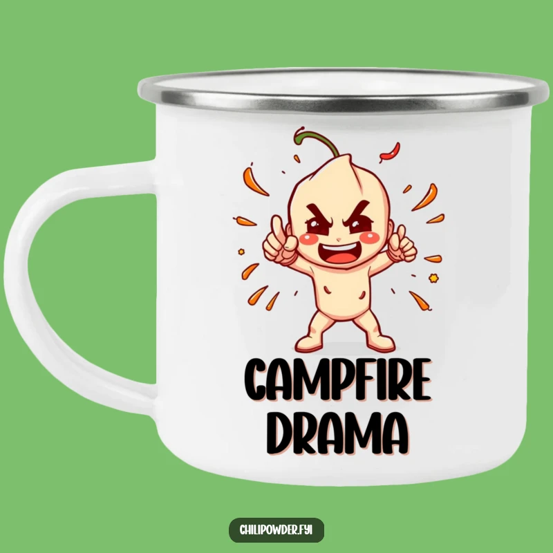 Funny Chili Powder Camp Mug: Fiery Poses for Outdoor Fun