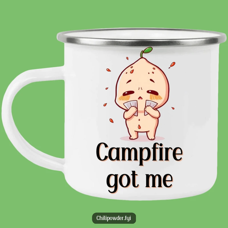 Funny Sweating Chili Powder Camping Mug: Dramatic Heat Relief Adventure Cup