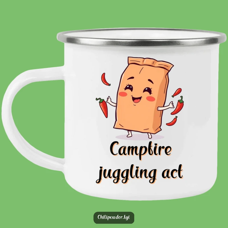Funny Juggling Chili Powder Camping Mug - Adventure Spice Character Fun!