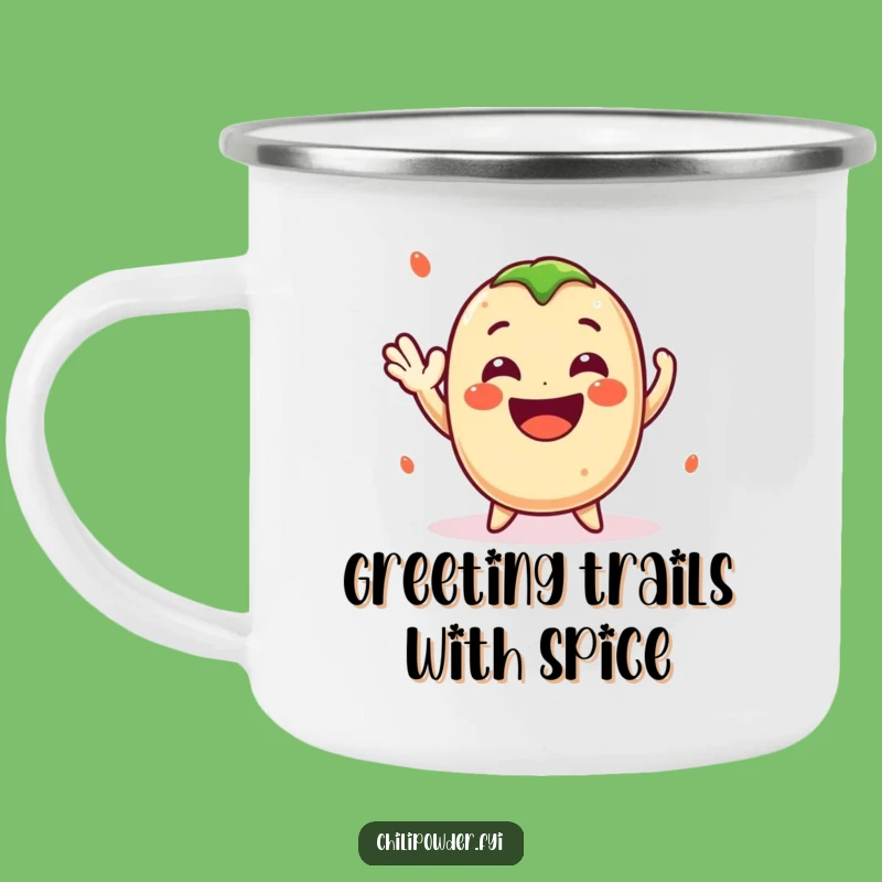Funny Kawaii Chili Powder Wave Camping Mug - Cheerful Outdoor Spicy Drinkware Gift