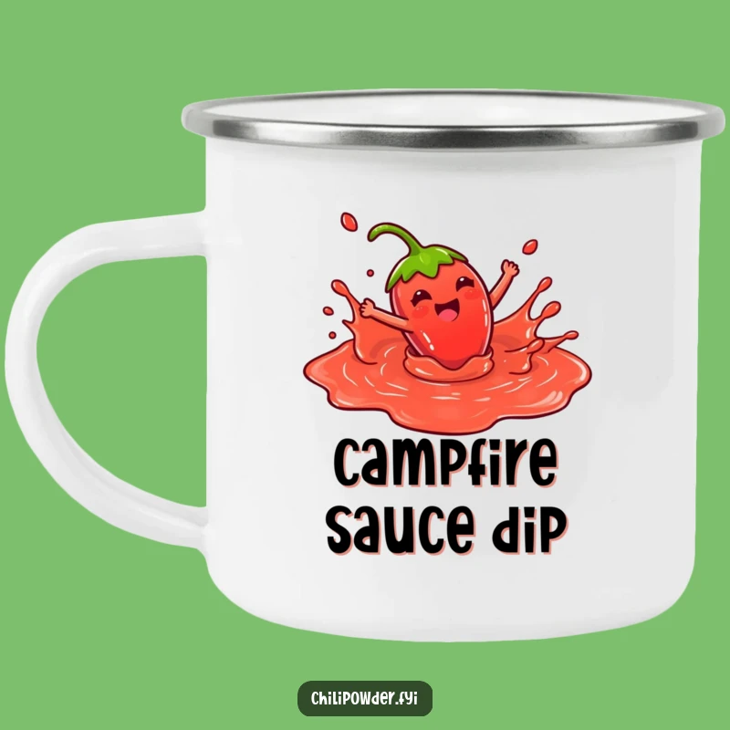 Funny Kawaii Chili Splash Camping Mug: Joyful Outdoor Sauce Gift