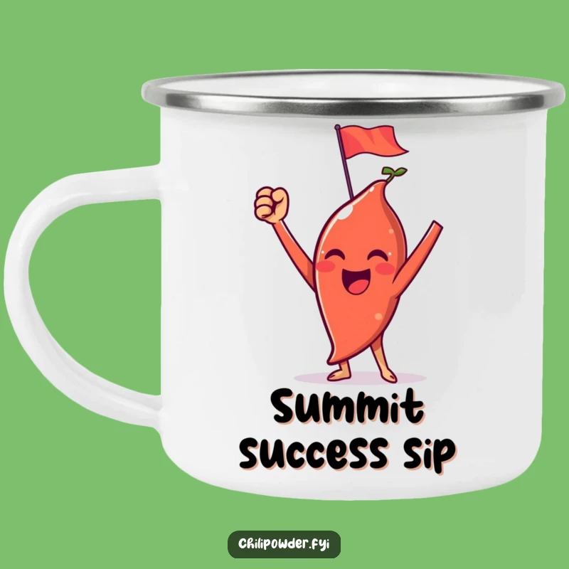 Funny Victorious Chili Powder Flag Camping Mug: Champion Adventure Cup