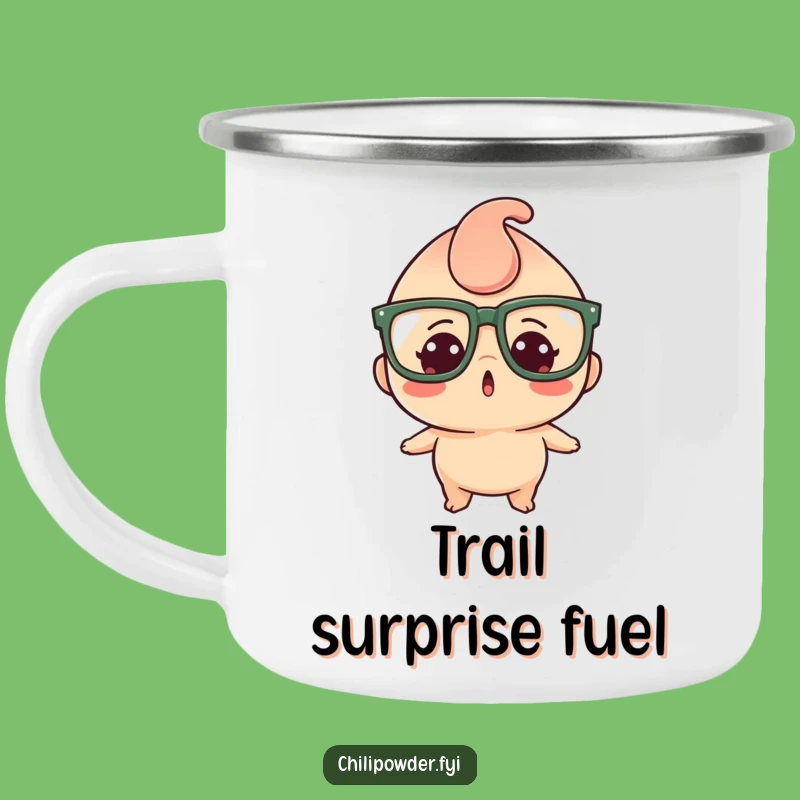 Funny Kawaii Chili Powder Camping Mug: Surprised Camper Drinkware, Hilarious Gift