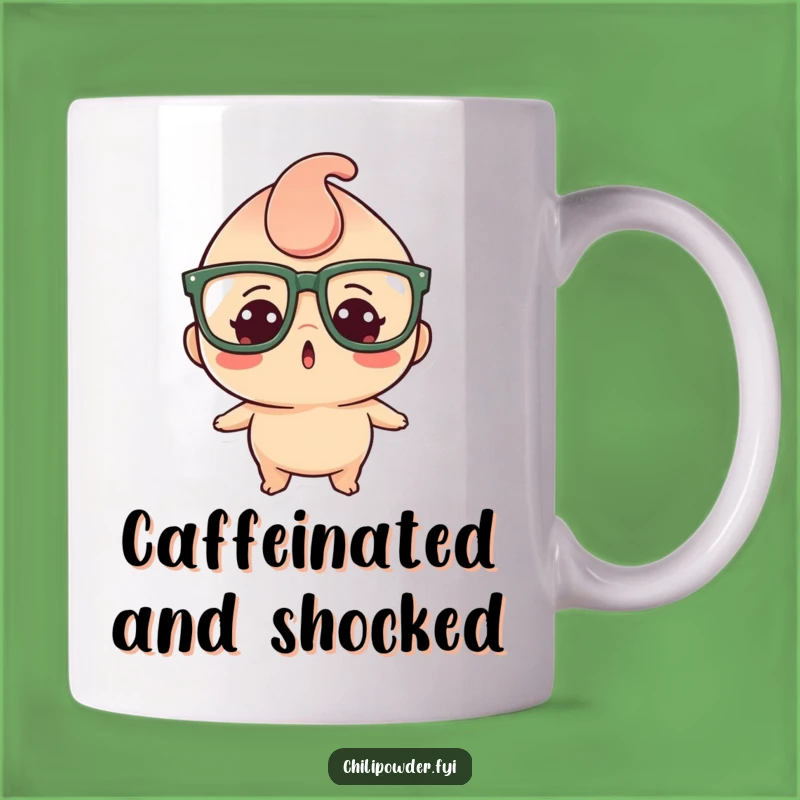 Funny Kawaii Chili Powder Mug: Surprised Spice Lover Gift with Big Glasses