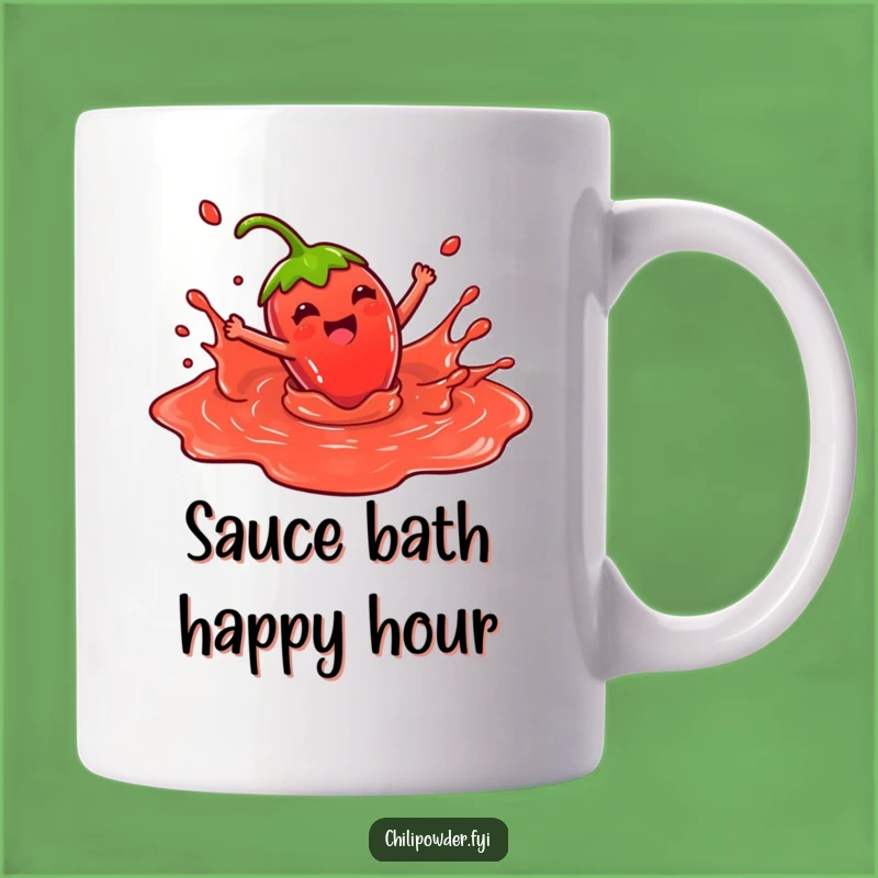 Funny Kawaii Chili Splash Mug: Joyful Red Sauce Lover Gift