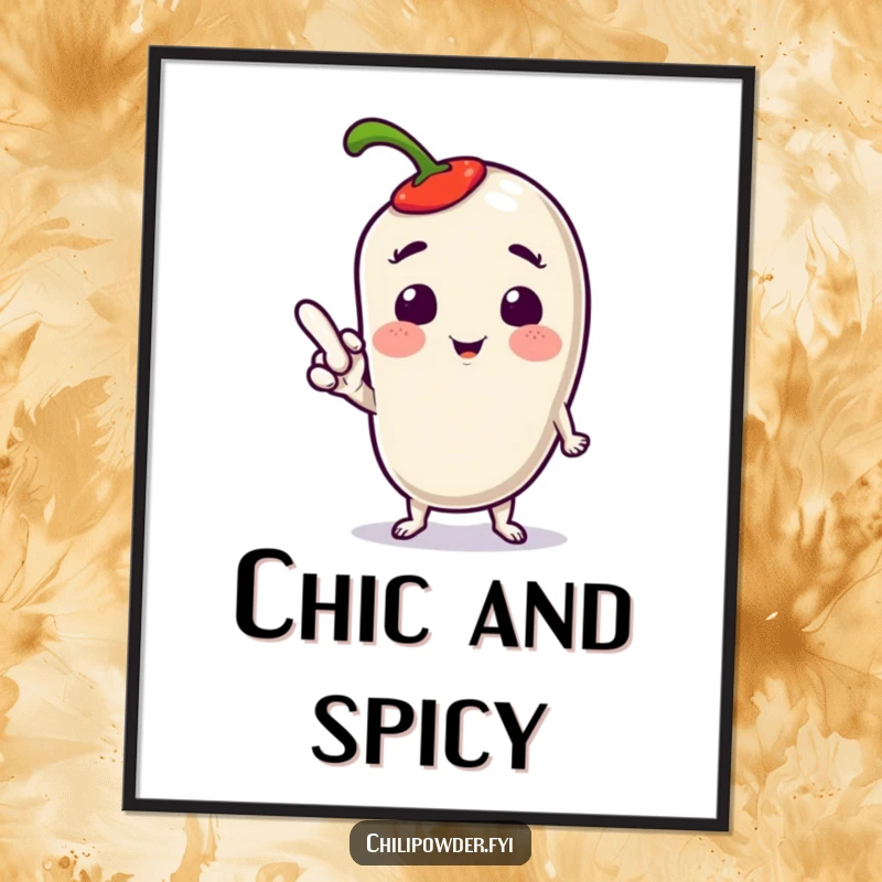 Funny Kawaii Chili Pose Digital Art: A cute chili character in a playful pose, perfect for instant stylish decor.