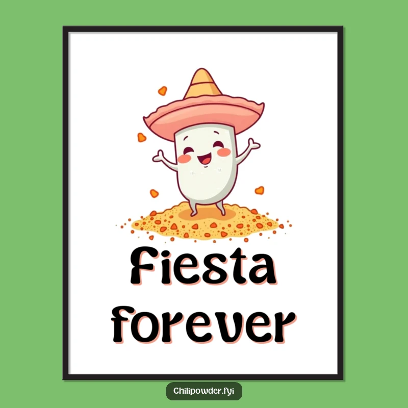 Funny Dancing Chili Powder Sombrero Digital Art: Energetic Fiesta Printable