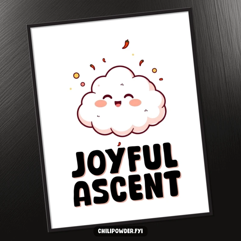 Funny chili powder cloud giggling digitally rendered art print, full of whimsical happiness.