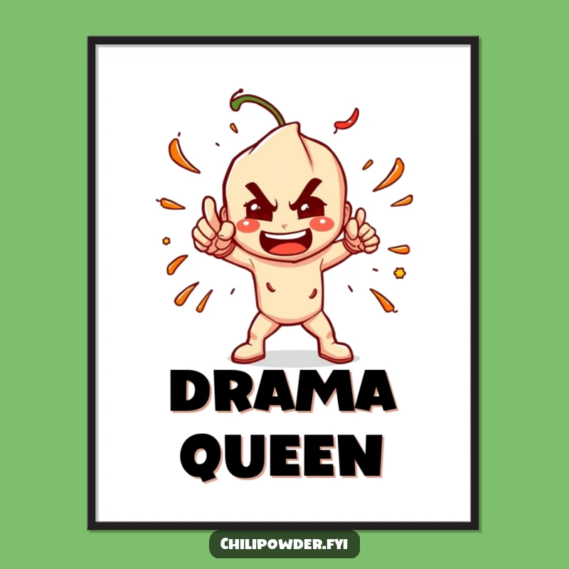 Funny Chili Powder Pose Digital Art: Instant Dramatic Spice Decor