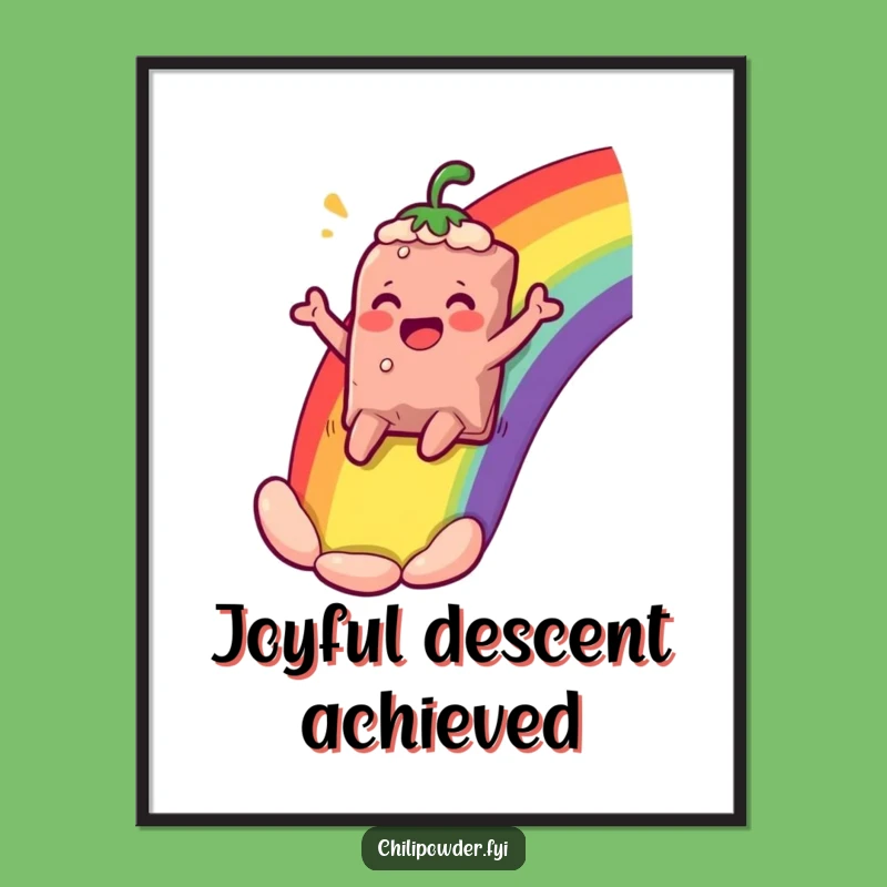 Funny Rainbow Slide Chili Powder Digital Art - High-Res Spice Character Print!