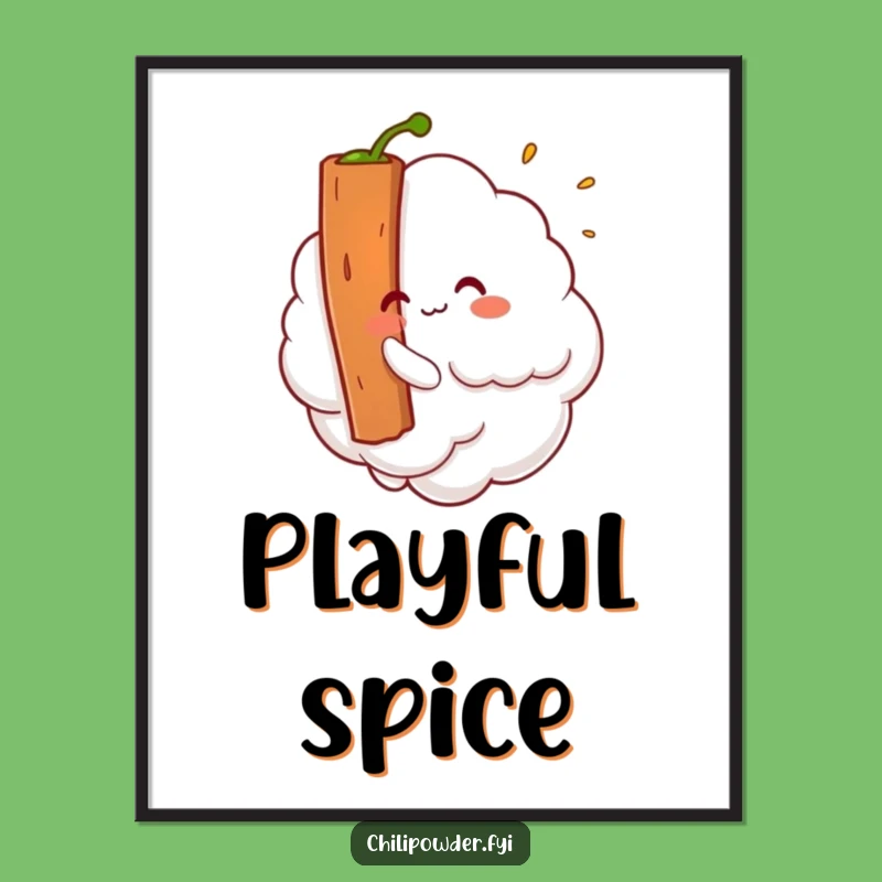 Funny Kawaii Chili Powder Cloud Art Print A Whimsical Decor