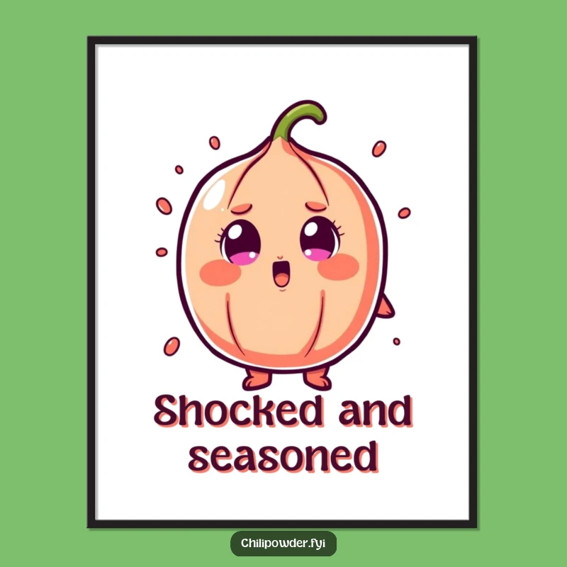 Funny Shocked Chili Powder Digital Art: Cartoon Surprise Printable