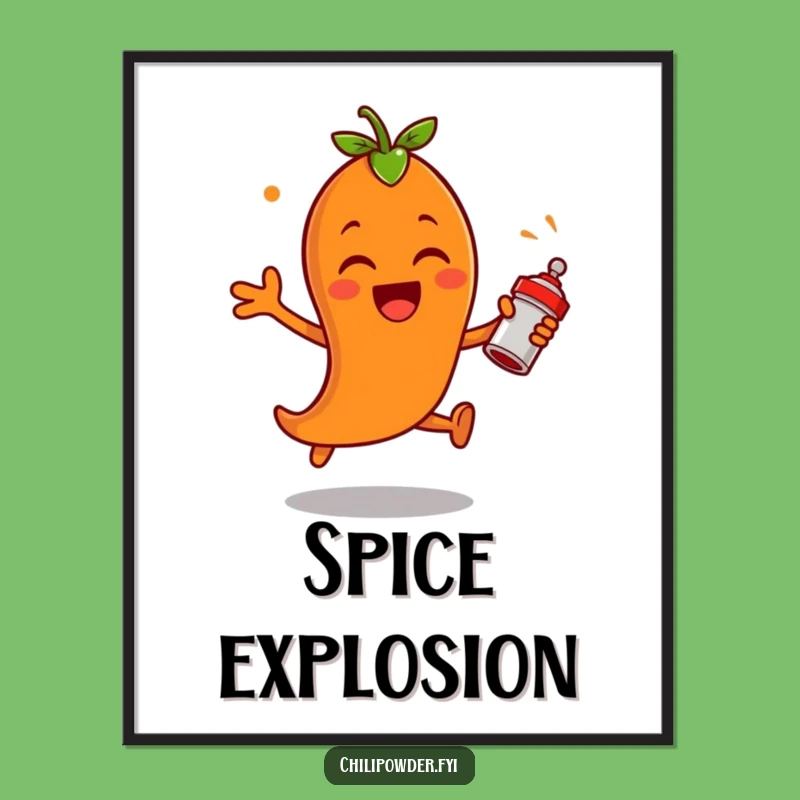 Funny Chili Powder Leap Digital Art: Exciting Spice Shaker Print