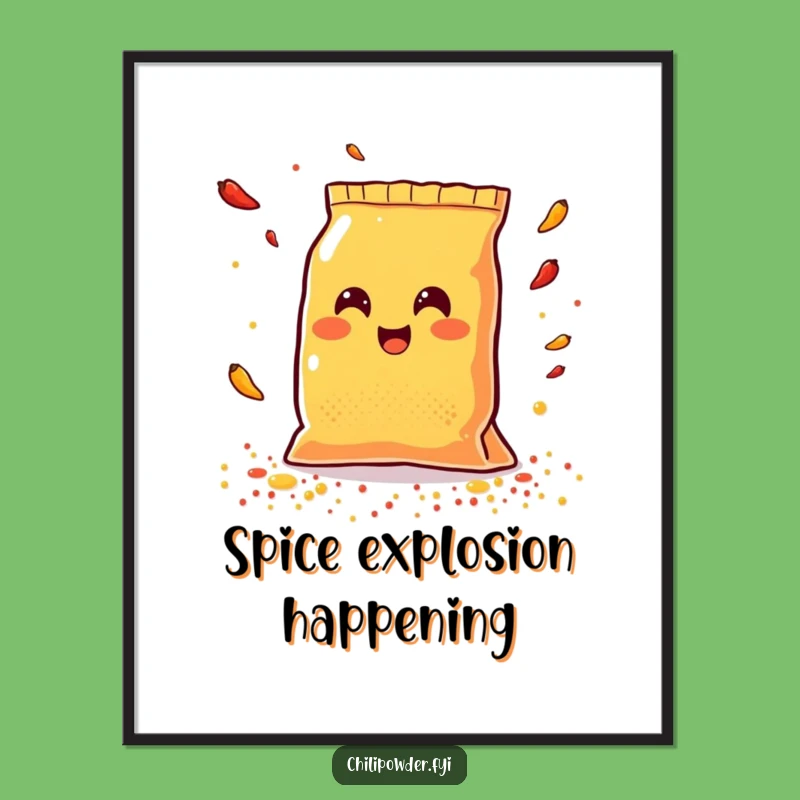 Funny Kawaii Chili Bag Spice Digital Art - Instant Joyful Humor Decor