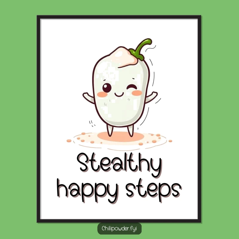 Funny Kawaii Chili Powder Tiptoe Print - Secretly Amused Spicy Cartoon Art Gift