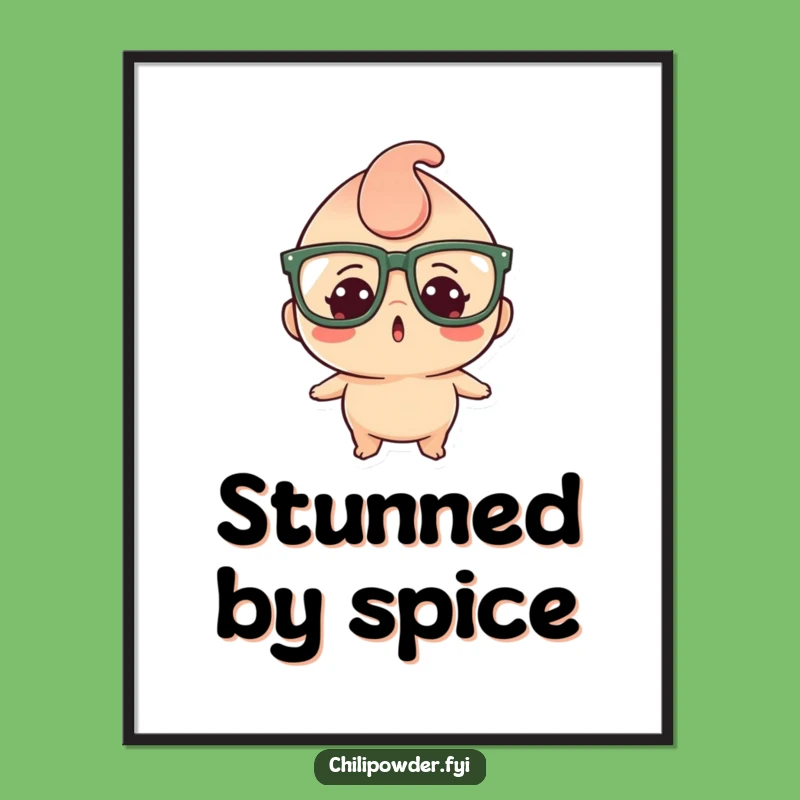 Funny Kawaii Chili Powder Digital Art: Surprised Spice Decor, Instant Gift