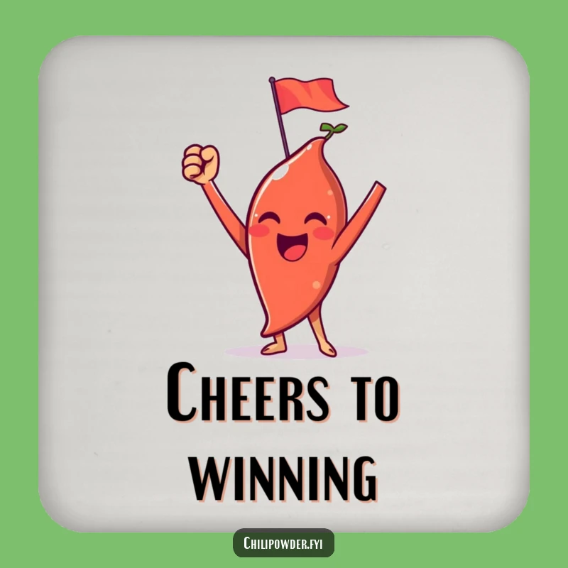 Funny Victorious Chili Powder Flag Coaster Set: Triumph Table Protection