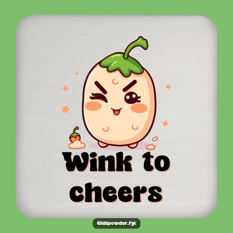 Funny Winking Chili Grin Coaster - Playful Protection with a Wink
