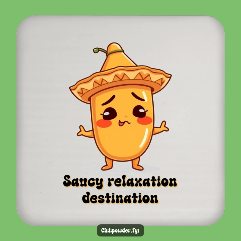 Funny Kawaii Chili Sombrero Coaster: Comical Shrug Protection, Gift