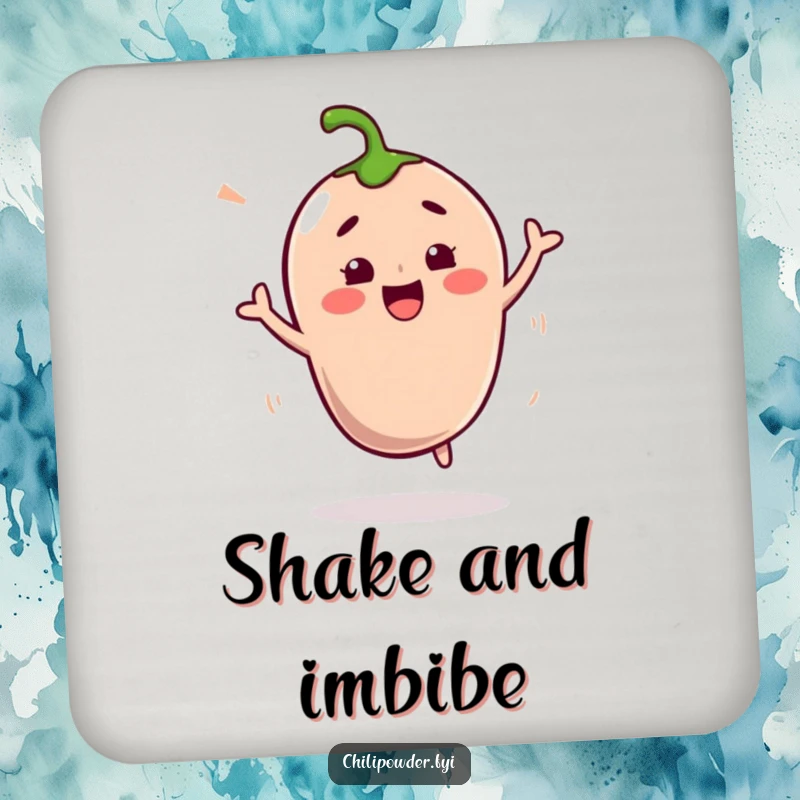 Funny Kawaii Chili Powder Coaster: A cute chili character performing a fun shimmy, adding spicy flair to drink protection.