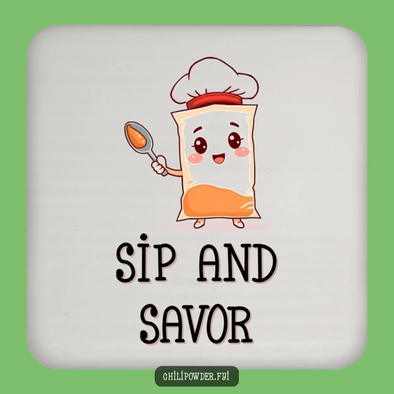 Funny Chili Coaster Set: Chef Character for Kitchen Table Protection