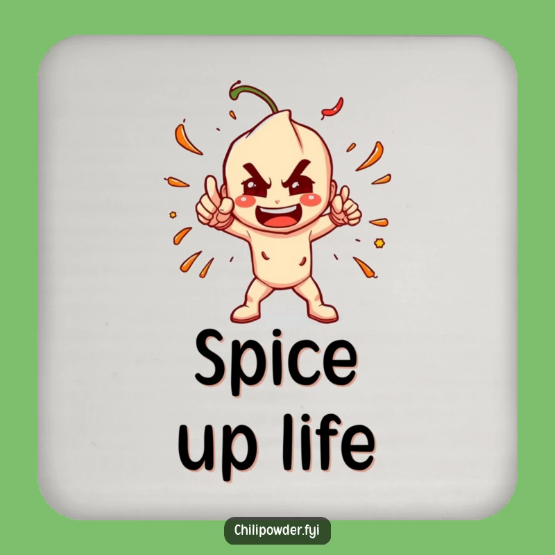 Funny Chili Powder Pose Coaster Set: Protect Tables with Spice