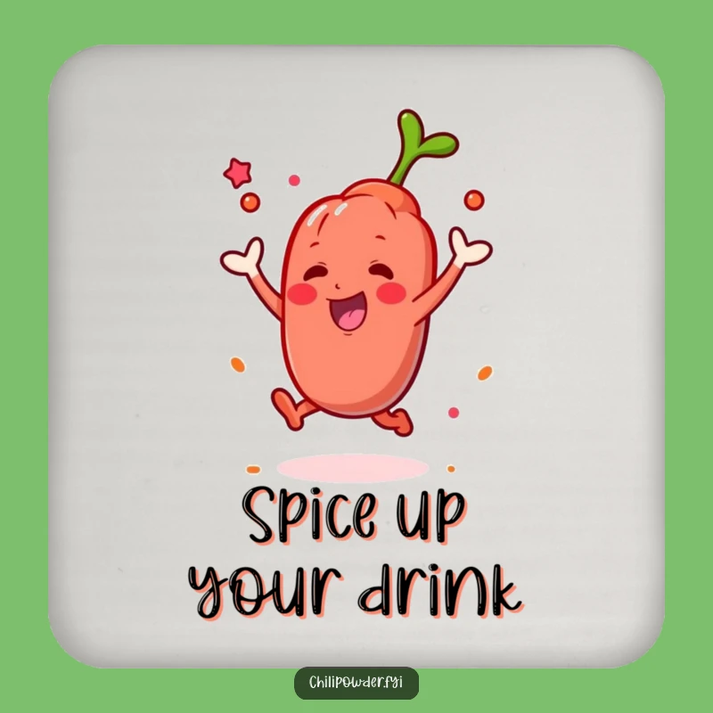 Funny Kawaii Chili Powder Drink Coaster: Protect Surfaces with Spicy Flair!