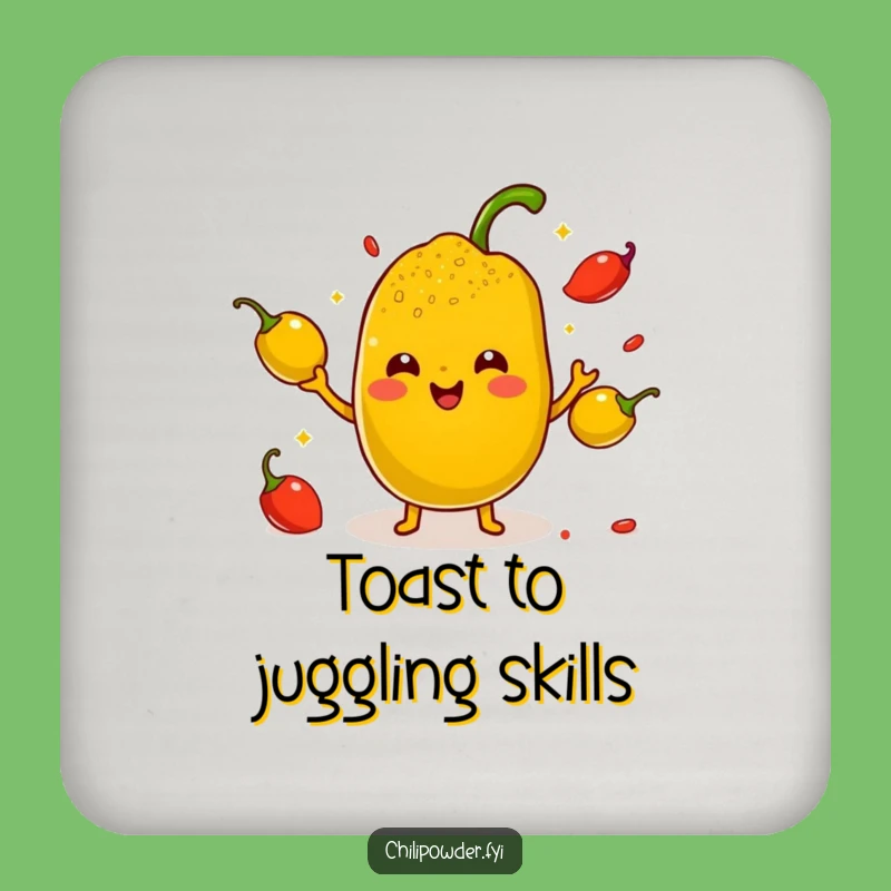 Funny Kawaii Chili Powder Juggling Coaster - Hilarious Spicy Drink Protector Gift