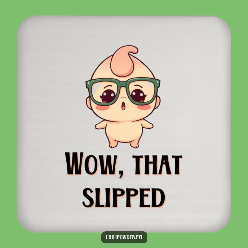 Funny Kawaii Chili Powder Coaster: Surprised Spice Decor, Hilarious Gift