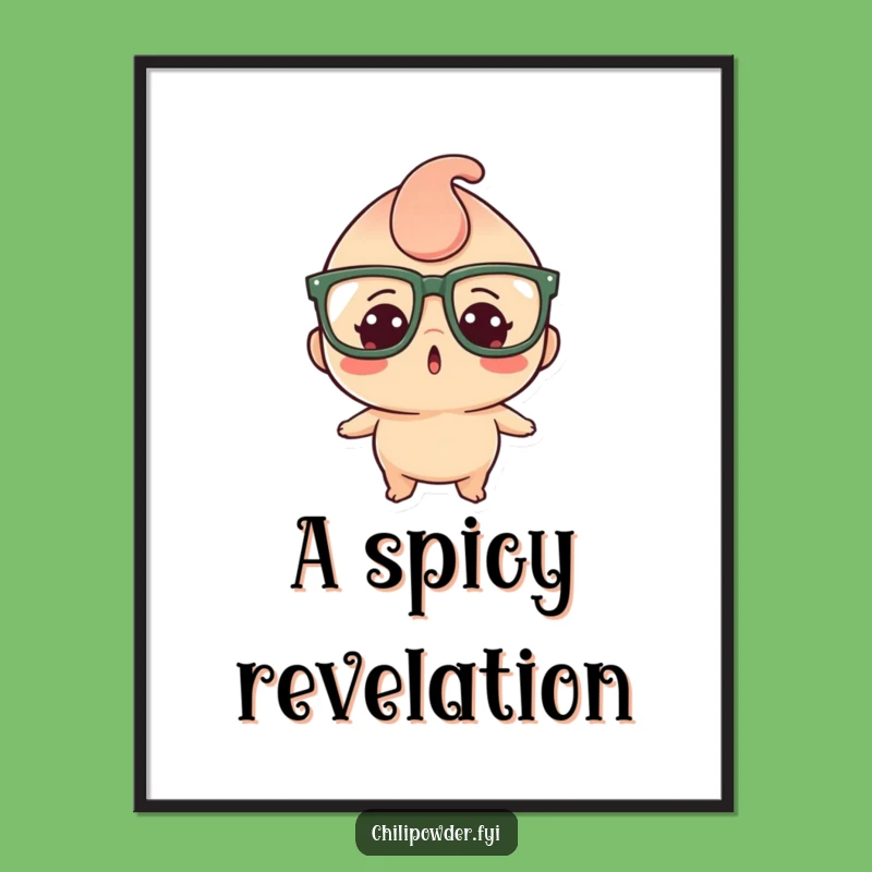 Funny Kawaii Chili Powder Poster: Surprised Spice Art, Adorable Decor