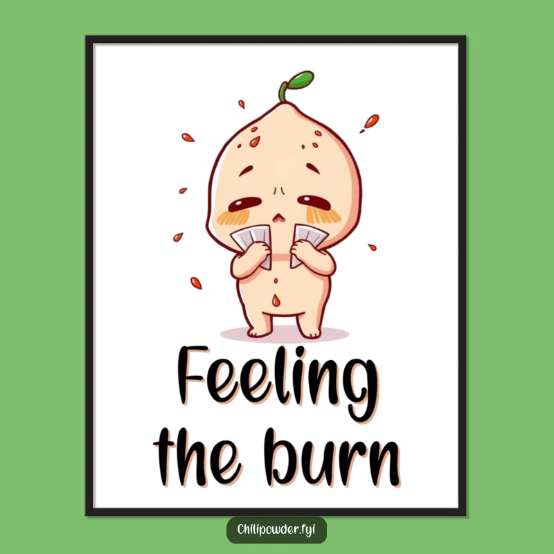 Funny Sweating Chili Powder Poster: Dramatic Heat Relief Wall Art