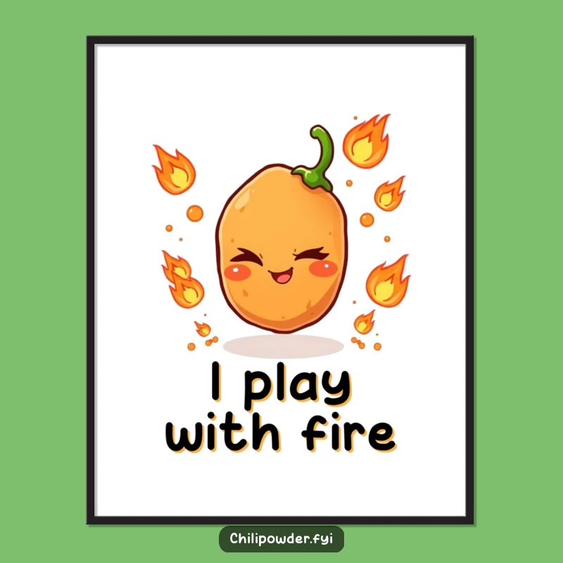 Funny Chili Flame Juggling Poster: Art That Ignites Conversation!
