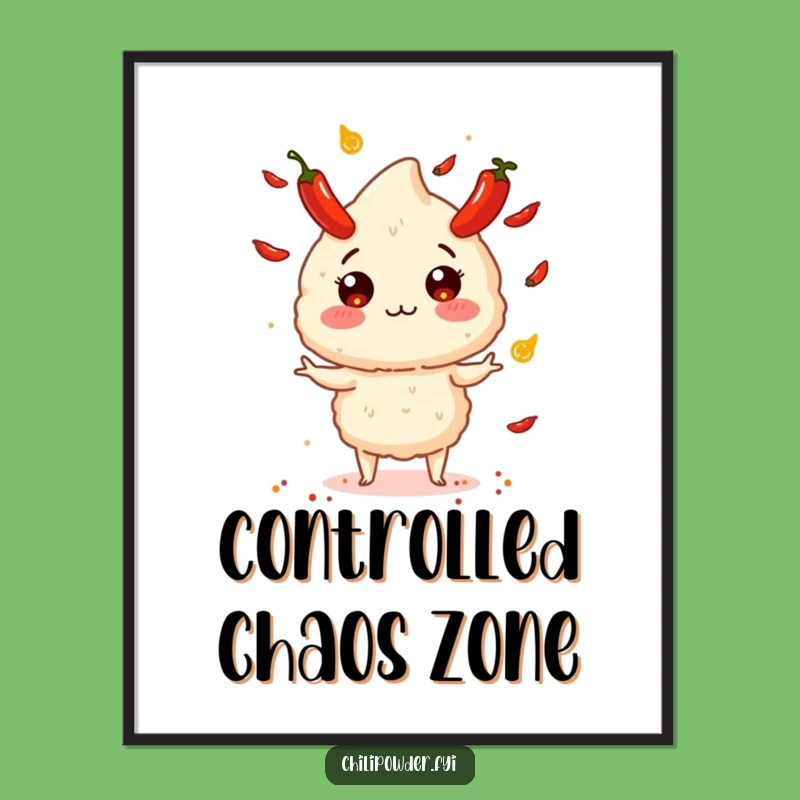 Funny Chili Powder Juggling Poster - Hilarious Exploding Pepper Art Print for Walls