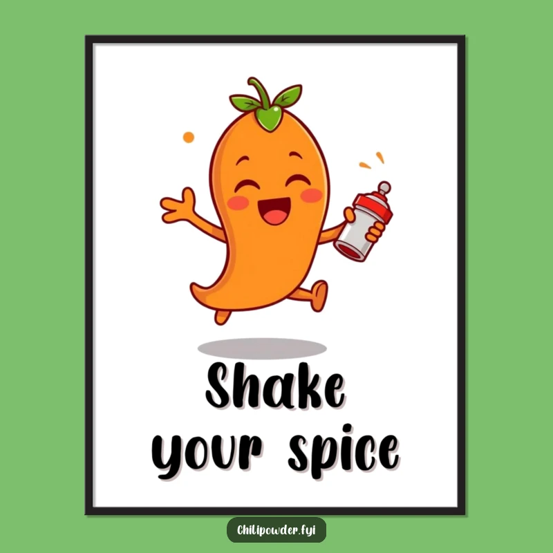 Funny Chili Powder Leap Poster: Exciting Spice Shaker Wall Art Gift