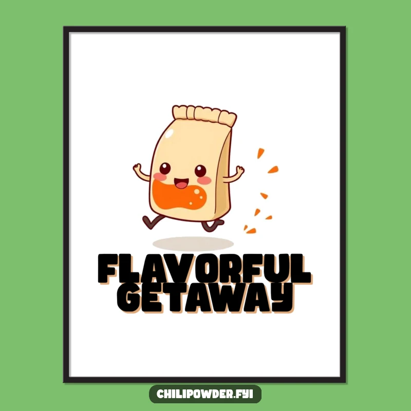 Funny Kawaii Chili Pouch Running Poster - Dynamic Spice Trail Humor Decor