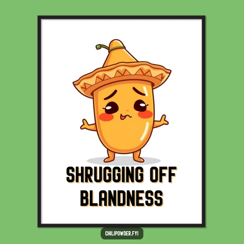 Funny Kawaii Chili Sombrero Poster: Comical Shrug Art, Perfect Gift