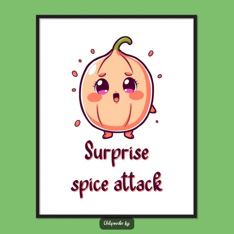 Funny Shocked Chili Powder Poster: Cartoon Surprise Wall Art