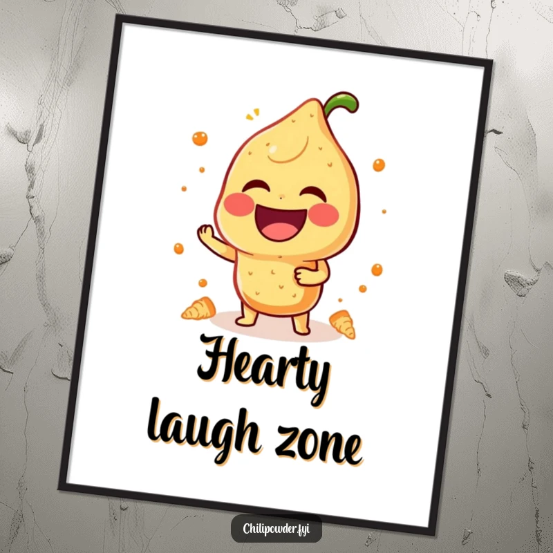 Funny Poster: A kawaii chili powder character laughs boisterously, bringing a wave of contagious joy and humor to any room.