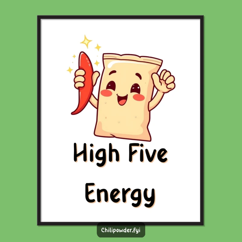 Vibrant Funny Chili Powder High-Five Poster: Add Spice to Your Walls