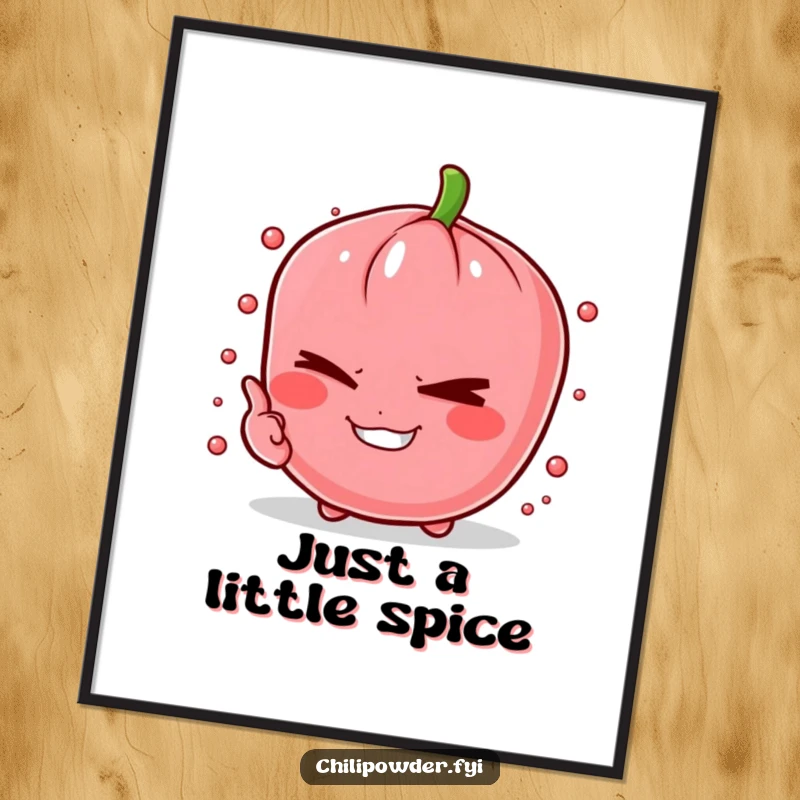 Funny chili powder pinch winking art print, adding a touch of mischievous charm to decor.