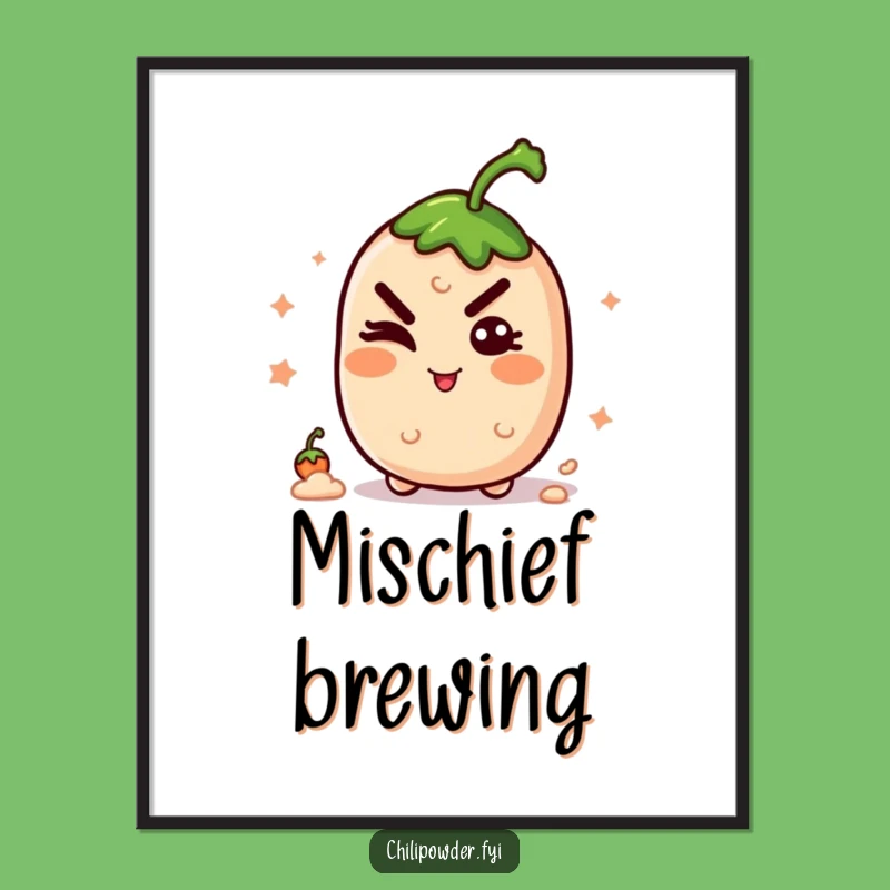 Funny Winking Chili Grin Poster - Mischief for Your Walls