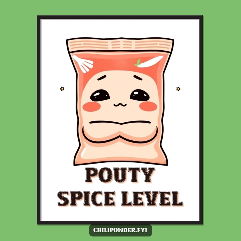 Funny Pouting Chili Poster: Grumpy Spice Art Print for Humorous Decor