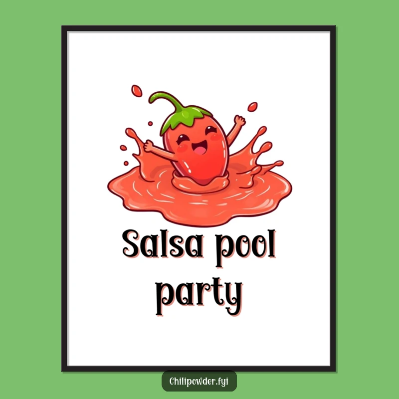 Funny Kawaii Chili Splash Poster: Joyful Red Sauce Art, Gift