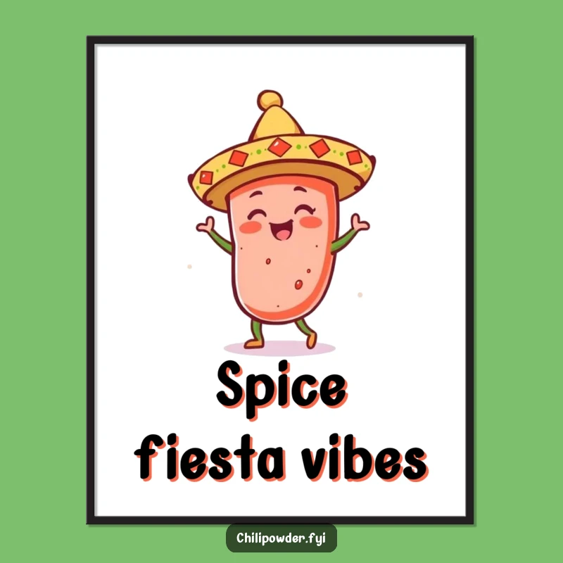 Funny Dancing Chili Sombrero Poster - Fiesta Vibes for Your Walls