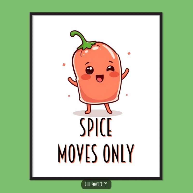 Funny Kawaii Chili Pouch Dance Poster - Cheerful Shimmy Humor Decor