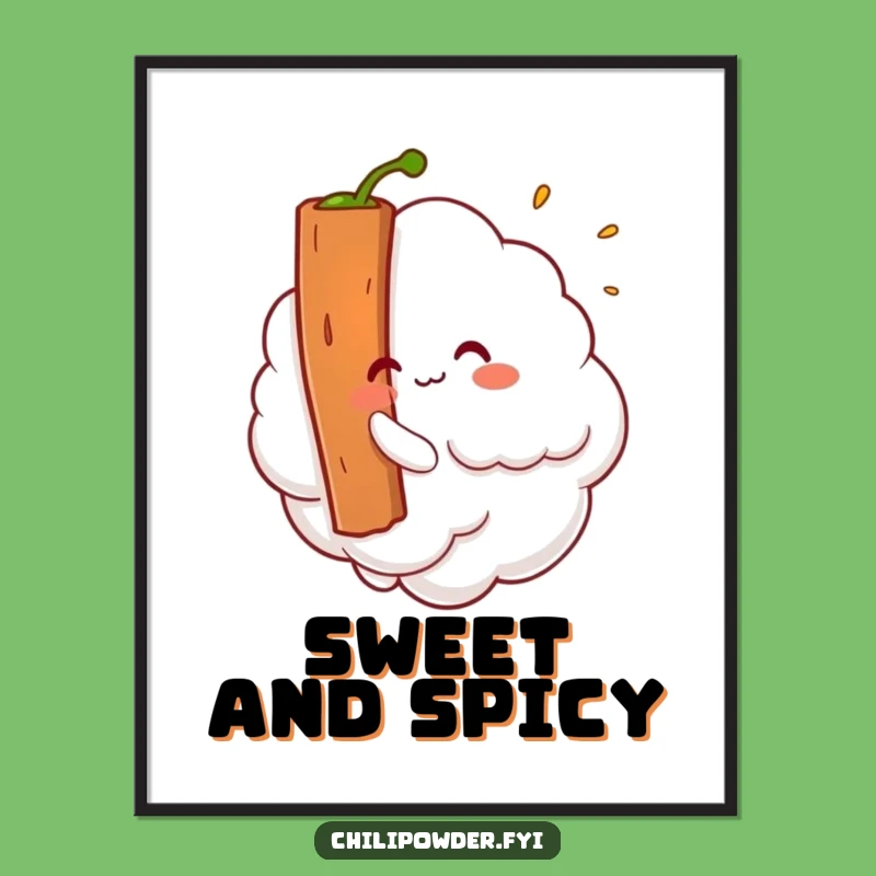Funny Kawaii Chili Powder Cloud Poster A Whimsical Decor Piece